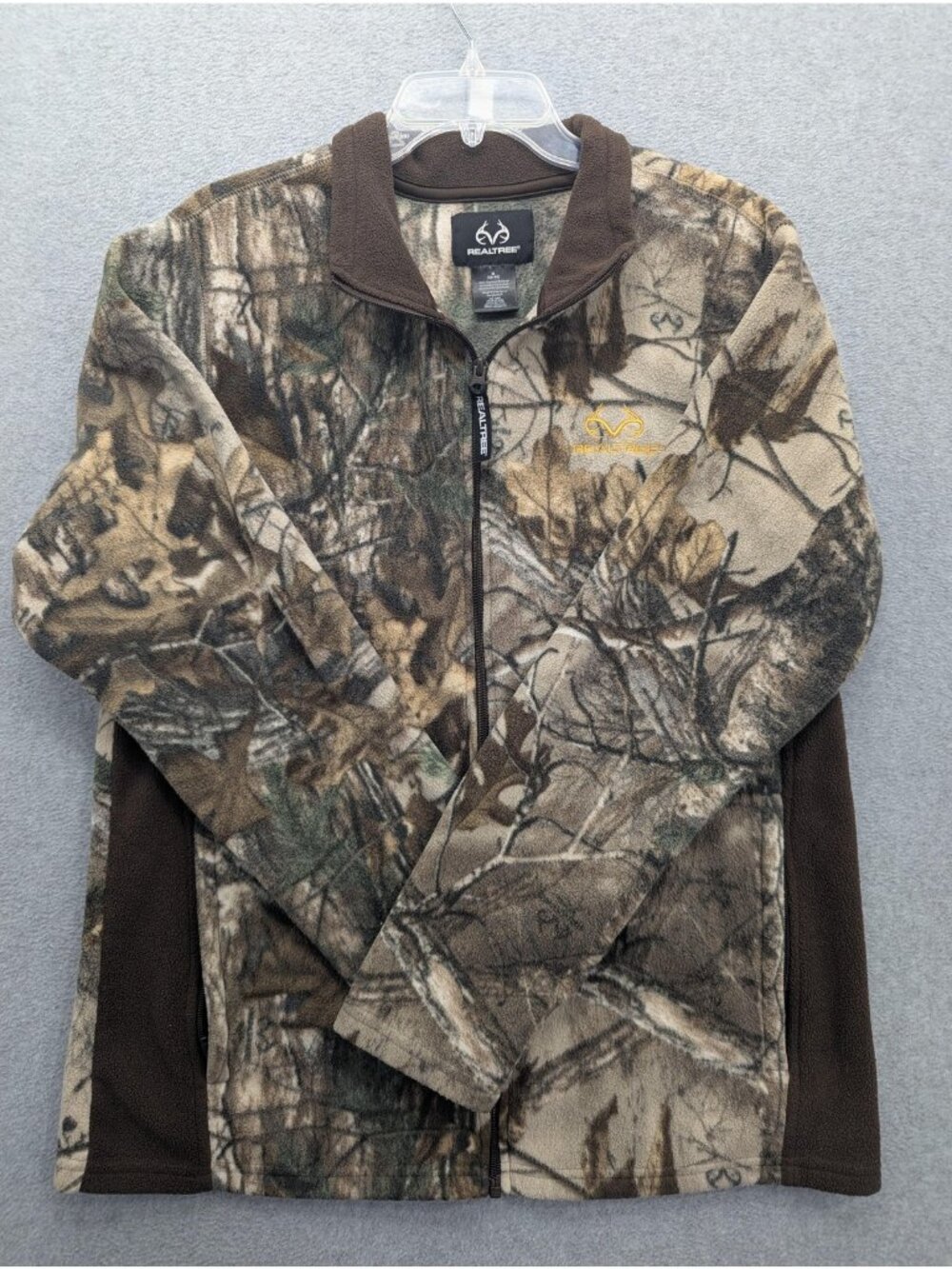 Realtree Jacket Mens Medium Brown Camo Fleece Full Zip Hunting Pockets Outdoor
